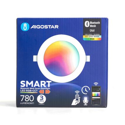 Aigostar - ZESTAW 3x LED RGB Ściemnialna oprawa wpuszczana MESH LED/9W/230V 2700K-6500K śr. 14,5cm