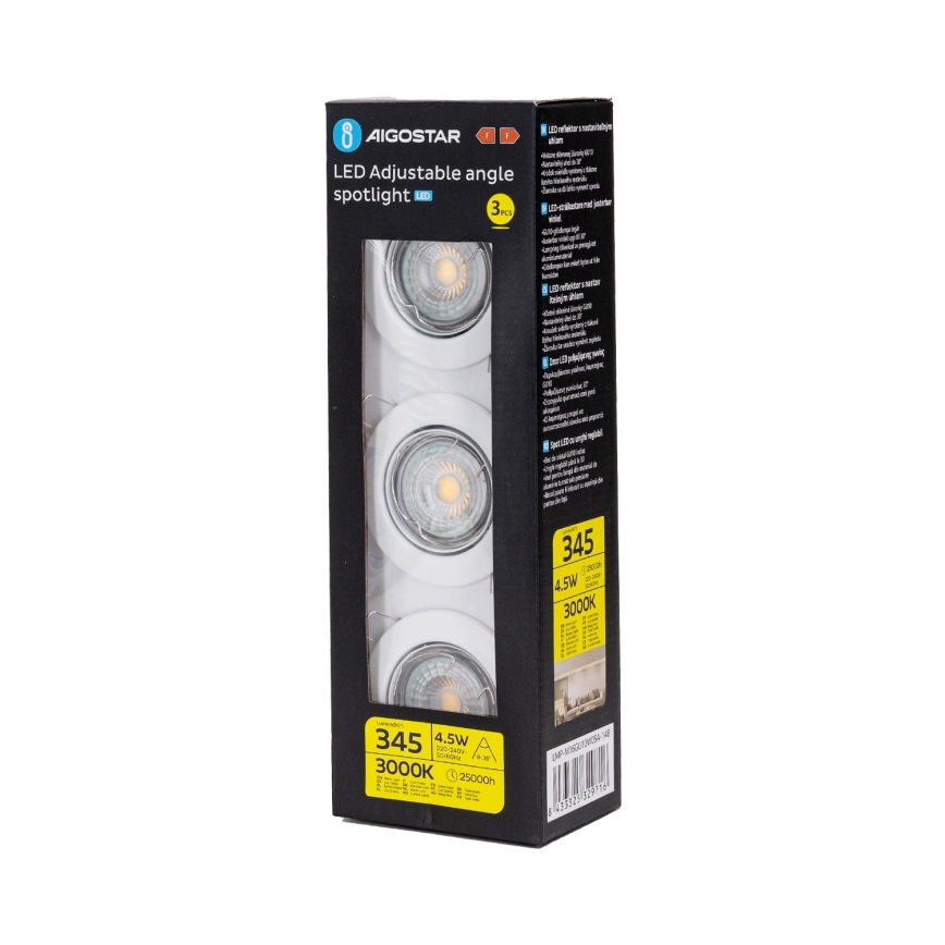 Aigostar - ZESTAW 3x LED wpuszczane oprawy sufitowe 1xGU10/4,5W/230V 3000K białe