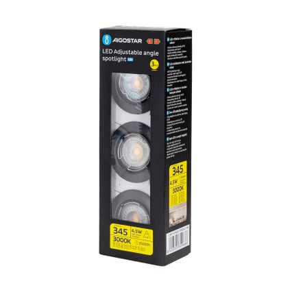 Aigostar - Zestaw 3x opraw wpuszczanych LED 1xGU10/4,5W/230V 3000K czarny