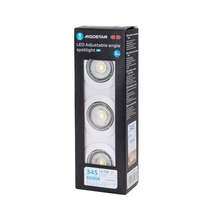 Aigostar - ZESTAW 3x wpuszczanych opraw LED 1x GU10/4,5W/230V 6500K biały