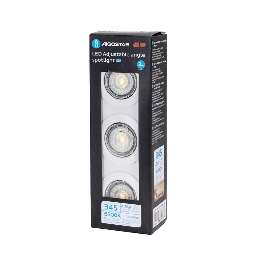 Aigostar - ZESTAW 3x wpuszczanych opraw LED 1x GU10/4,5W/230V 6500K biały