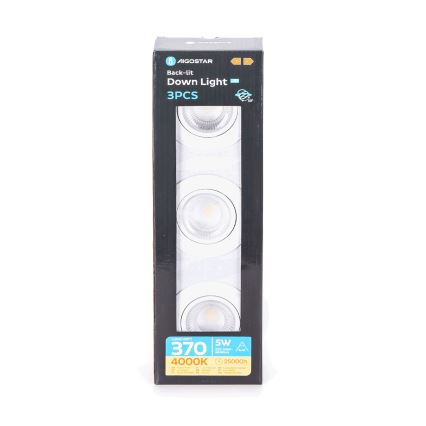Aigostar - ZESTAW 3x wpuszczanych opraw LED, 5W, 230V, 4000K, śr. 8,5 cm, białe