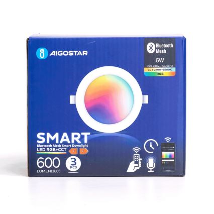 Aigostar - ZESTAW 3 x LED RGB Ściemnialna oprawa wpuszczana MESH LED/6W/230V 2700K-6500K śr. 11,5cm