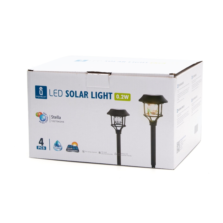 Aigostar - ZESTAW 4x LED RGB Lampa solarna LED/0,2W/2V IP44