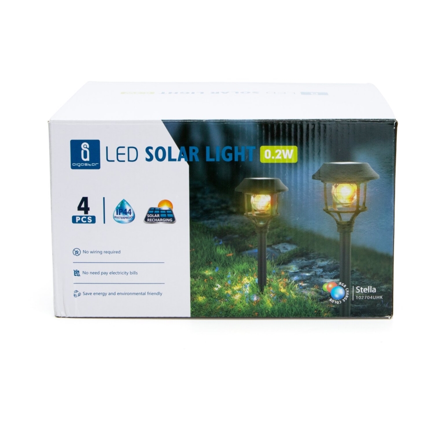 Aigostar - ZESTAW 4x LED RGB Lampa solarna LED/0,2W/2V IP44