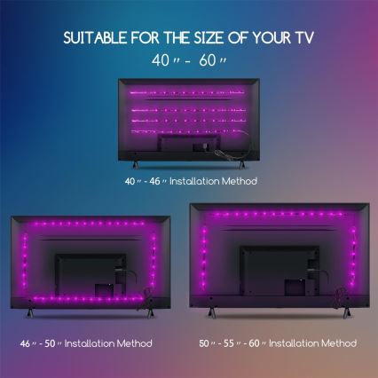 Aigostar - Zestaw 4x Ściemnialna taśma LED RGB 0,5m /2,5W/5V IP65 +DO