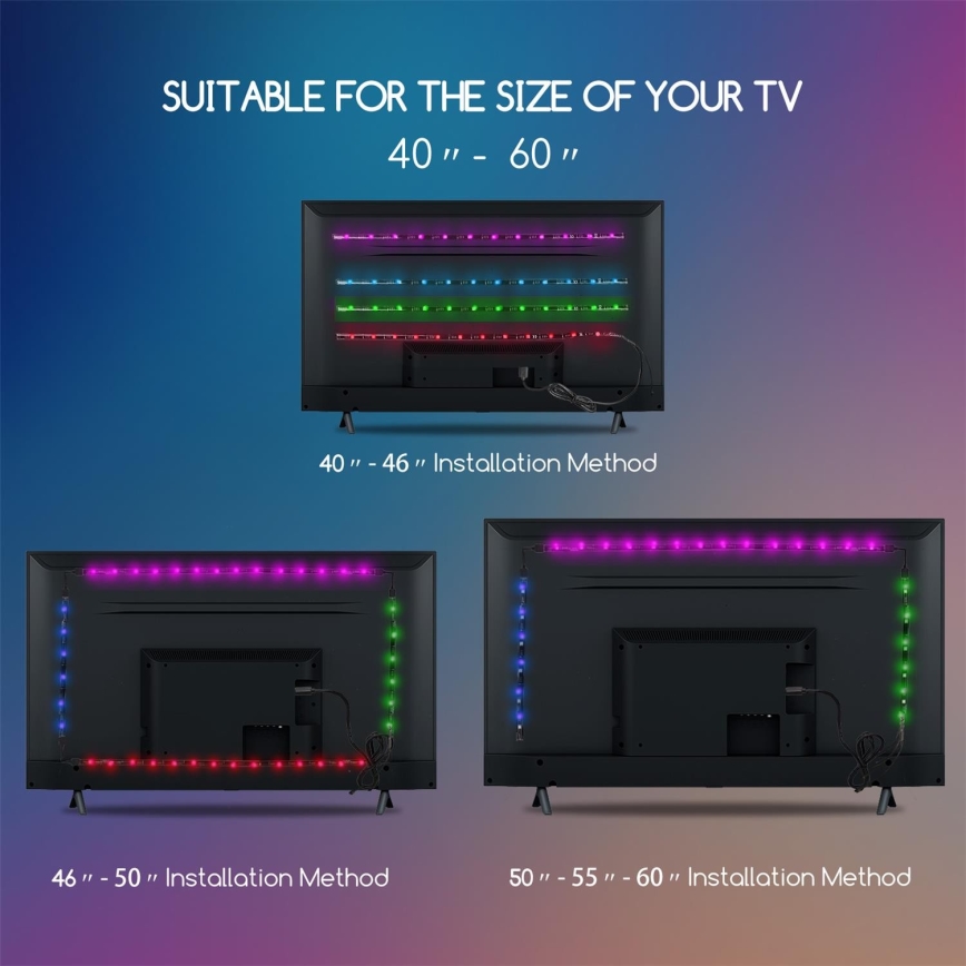 Aigostar - Zestaw 4x Ściemnialna taśma LED RGB 0,5m /2,5W/5V IP65 +DO