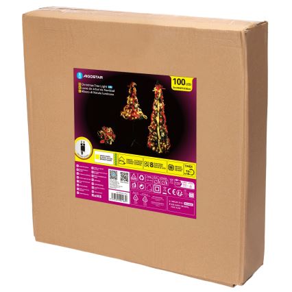 Aigostar - LED zewnętrzna choinka świąteczna 100×LED, 1,5 m, IP44, czerwona/złota, ciepła biała