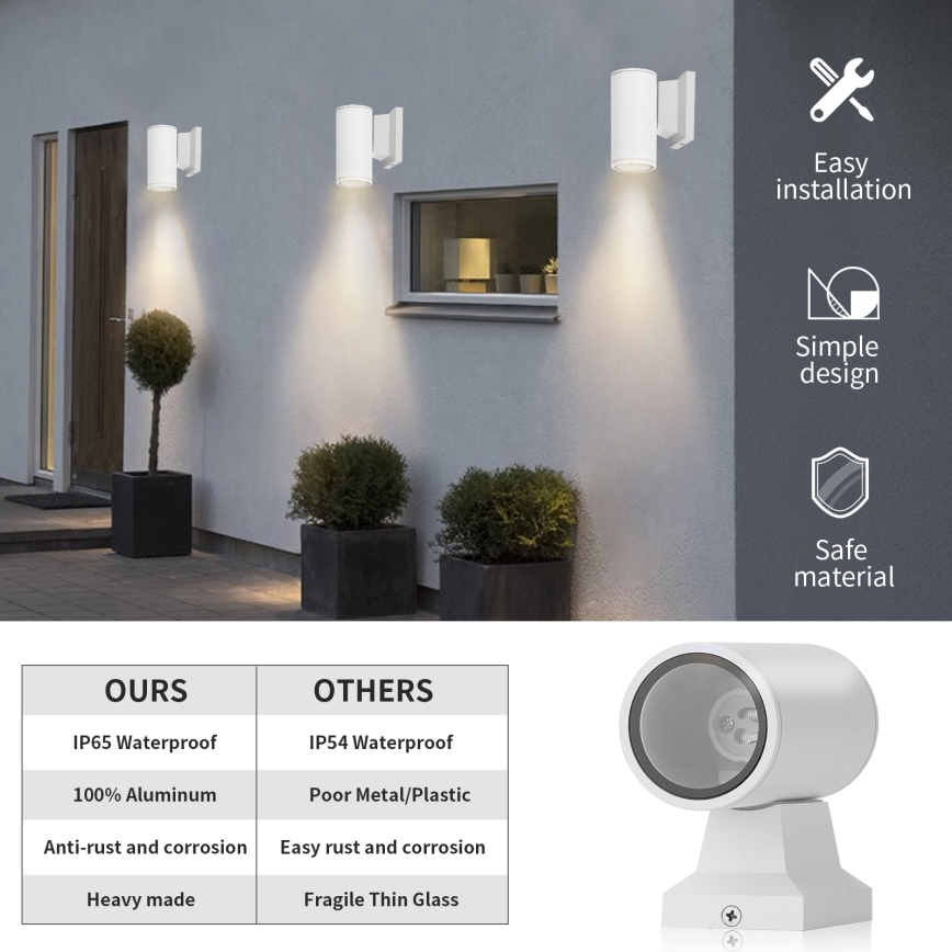 Aigostar - Zewnętrzna lampa ścienna 1xGU10/230V IP65 biała okrągła
