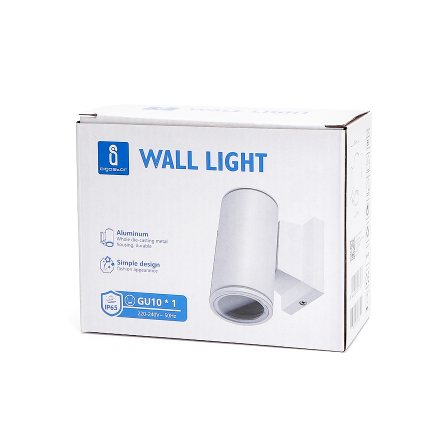 Aigostar - Zewnętrzna lampa ścienna 1xGU10/230V IP65 biała okrągła