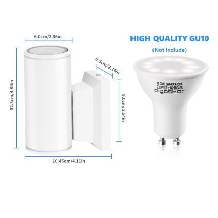 Aigostar - Zewnętrzna lampa ścienna 1xGU10/230V IP65 biała okrągła