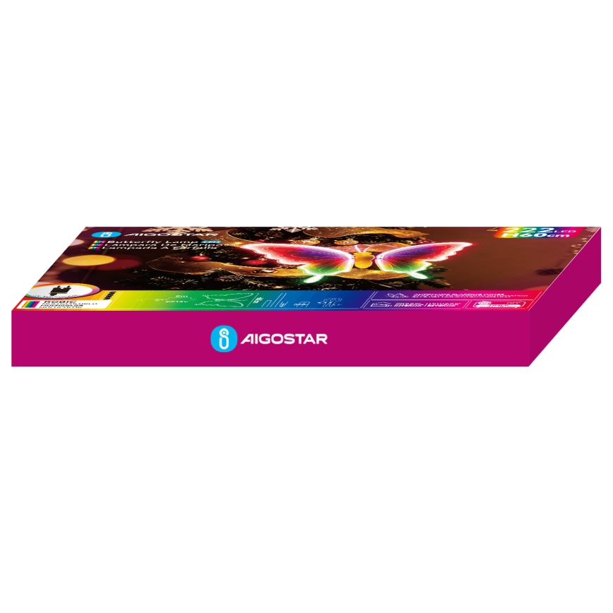 Aigostar - LED Dekoracja zewnętrzna 222xLED/12W/230V 60 cm IP44 motyl/wielokolorowy