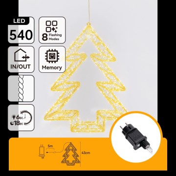 Aigostar - zewnętrzna świąteczna dekoracja LED 540xLED/6W/230V IP44 ciepła biel 45cm choinka