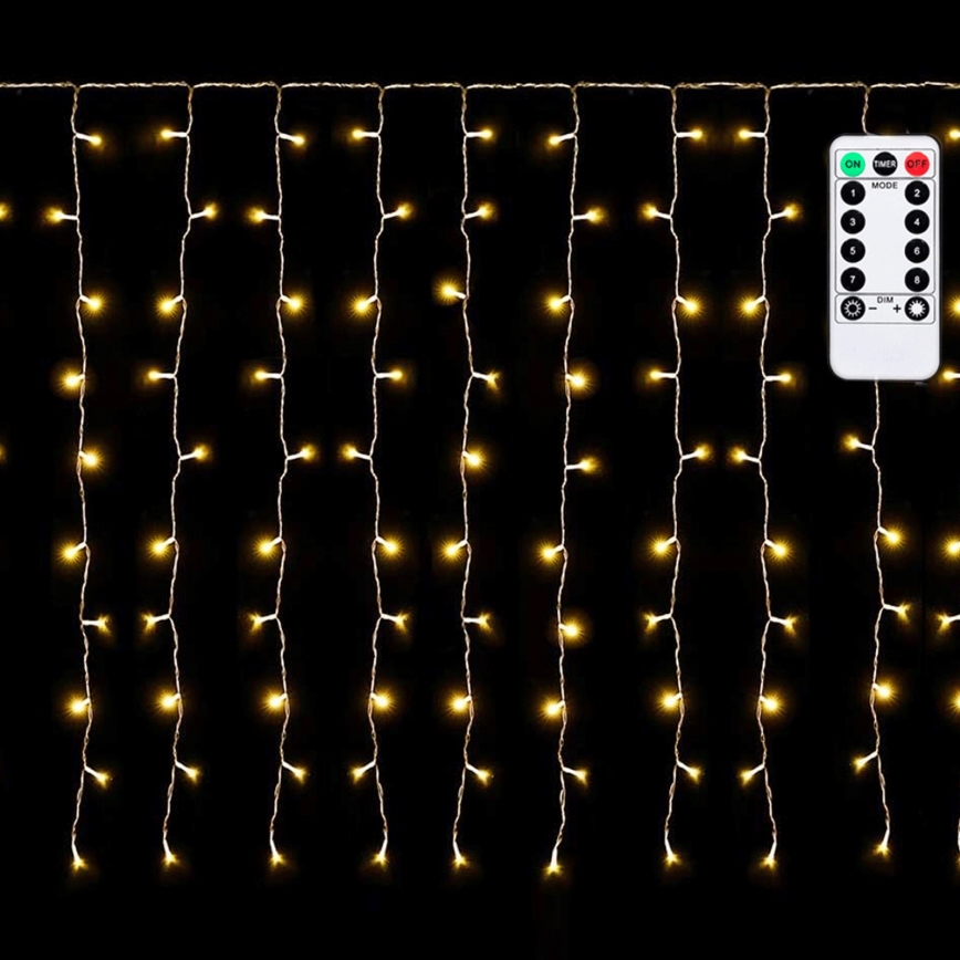 Aigostar - Zewnętrzne lampki świąteczne LED 150xLED/6W/230V/8 funkcji 1,5x1m IP44 ciepła biel + pilot zdalnego sterowania