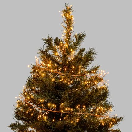 Aigostar - Zewnętrzne lampki świąteczne LED, 300 diod, 8 funkcji, zasilanie 3xAA, długość 9,3 m, IP44, ciepła biel