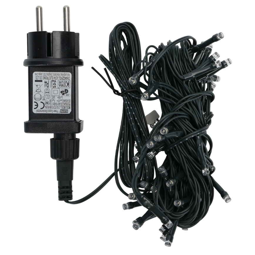 Aigostar - Zewnętrzne lampki świąteczne LED, 50 diod, 8 trybów, 8 m, IP44, zimna biel