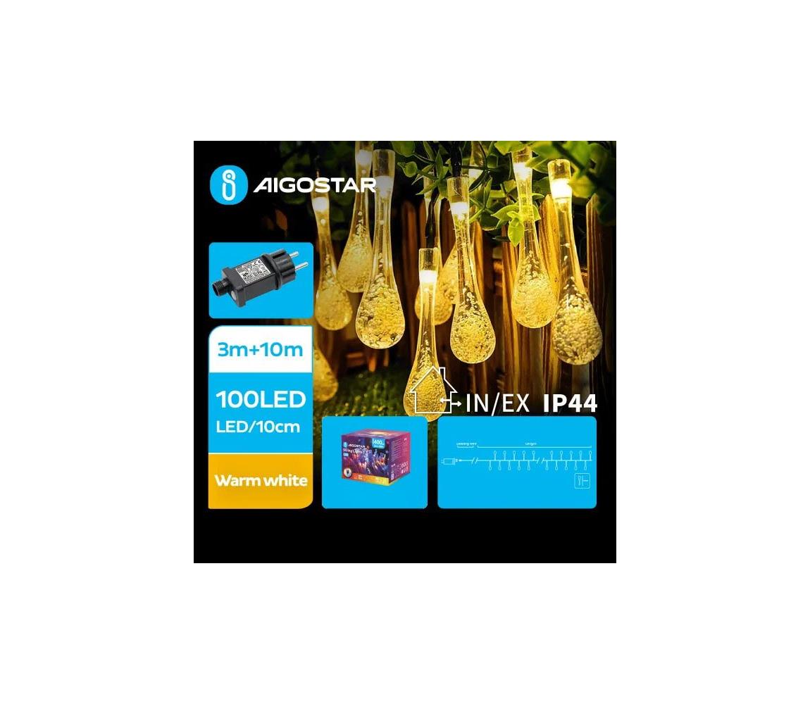 - Zewnętrzny łańcuch dekoracyjny LED 100xLED/8 funkcje 13m IP44 ciepła biel