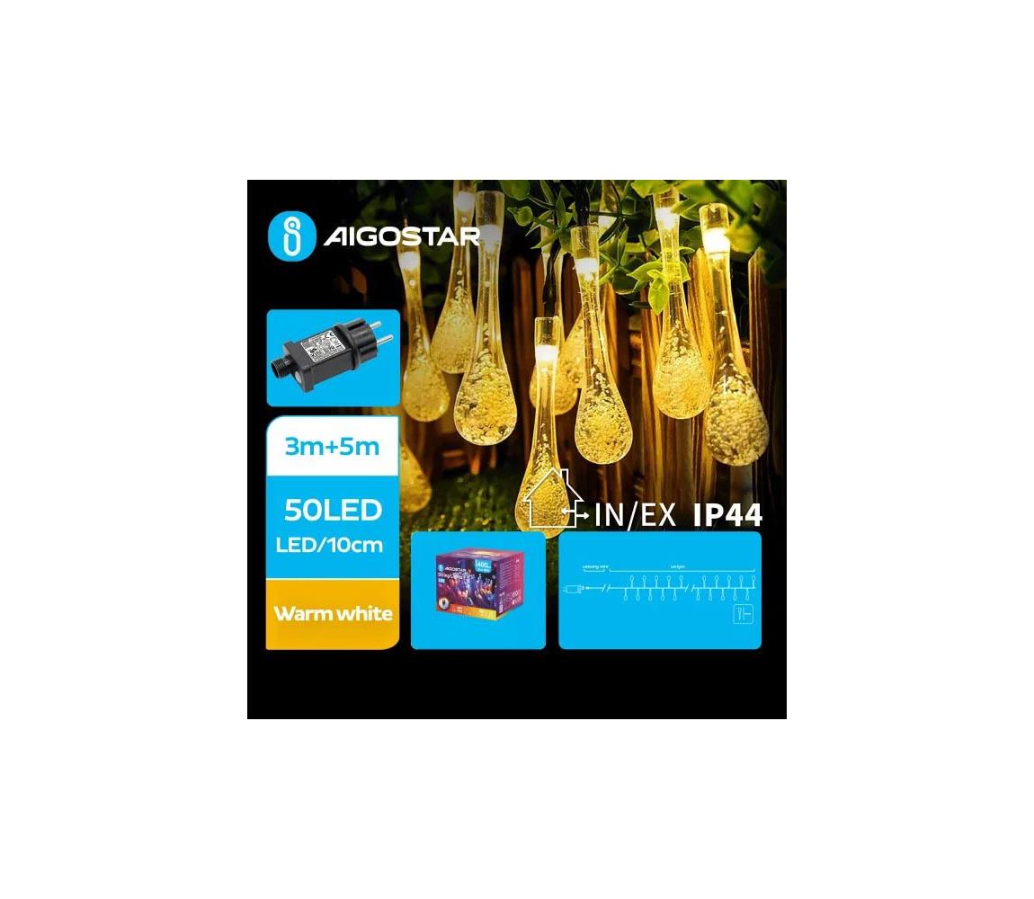 - Zewnętrzny łańcuch dekoracyjny LED 50xLED/8 funkcje 8m IP44 ciepła biel