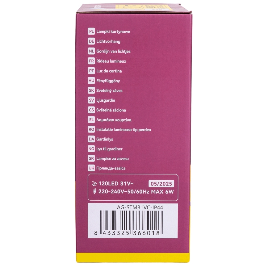 Aigostar - Zewnętrzne lampki świąteczne LED 120xLED/6W/230V/8 funkcji 3x0,6m IP44 ciepła biała + pilot zdalnego sterowania