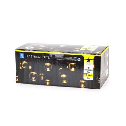 Aigostar - Zewnętrzny łańcuch dekoracyjny LED 10xLED/8m IP44 ciepła biel