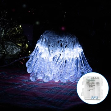 Aigostar - Zewnętrzny łańcuch dekoracyjny LED 50xLED/8 funkcji/3xAA 5,3m IP44 zimna biel