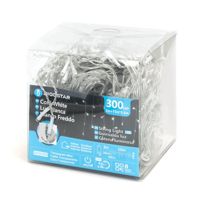 Aigostar - Zewnętrzny łańcuch dekoracyjny LED 75xLED/6W/230V 15x0,6m IP44 zimna biel