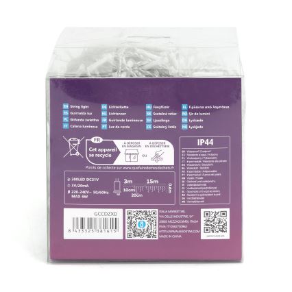 Aigostar - Zewnętrzny łańcuch dekoracyjny LED 75xLED/6W/230V 15x0,6m IP44 zimna biel