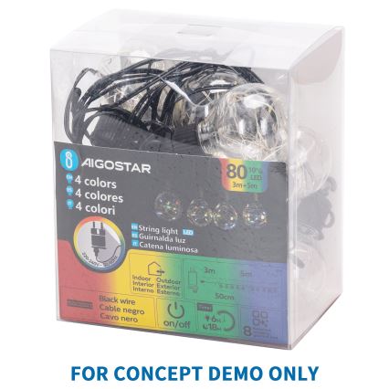 Aigostar - zewnętrzny łańcuch dekoracyjny LED 80xLED/8 funkcji 5m IP44 ciepła biała