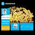 Aigostar - Zewnętrzny łańcuch LED 100xLED/3xAA/8 funkcji 10,3 m IP44 ciepła biel