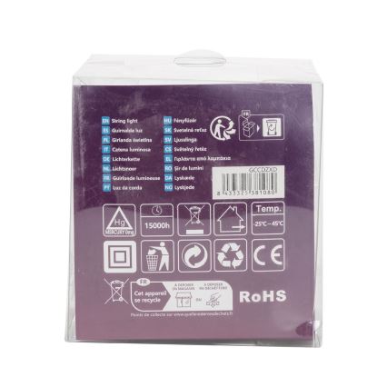 Aigostar - zewnętrzny łańcuch LED 50 diod/8 trybów 8 m IP44 ciepła biel