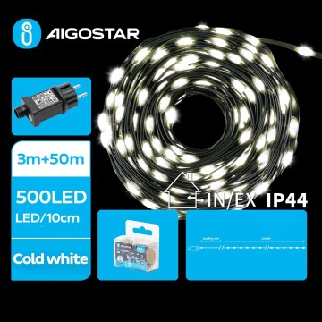 Aigostar - Zewnętrzny łańcuch LED 500xLED/8 funkcji 53m IP44 zimne białe światło