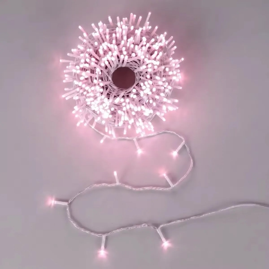 Aigostar - LED zewnętrzny łańcuch świąteczny 500 diod LED / 8 funkcji, 53 m, IP44, różowy