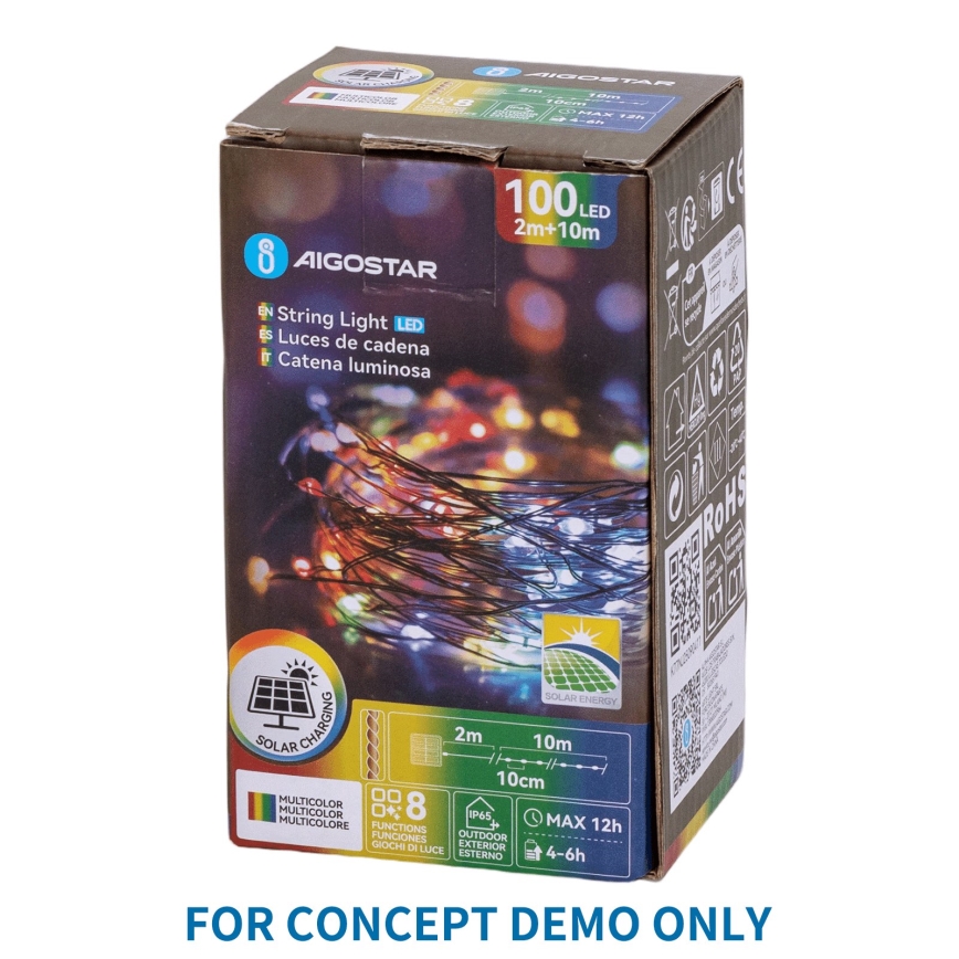 Aigostar - zewnętrzny łańcuch świąteczny 900 diod LED / 8 funkcji / 6 m / IP44 / wielokolorowy