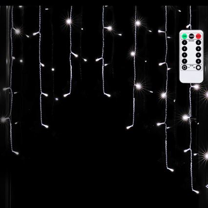 Aigostar - Zewnętrzne lampki świąteczne LED, 100 diod LED, 6 W, 230 V, 8 funkcji, 1,5 x 1 m, IP44, zimna biel, z pilotem