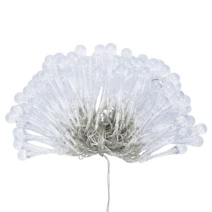 Aigostar - zewnętrzna świąteczna girlanda LED 100 diod/8 trybów, zasilanie 3×AA, 10 m, IP44, ciepła biel, kształt kropli