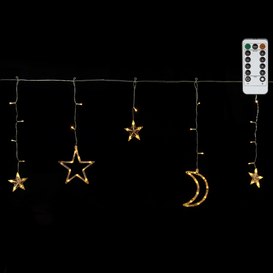 Aigostar - Zewnętrzny łańcuch świetlny LED 120 diod/6W/230V/8 funkcji 3×0,6 m IP44 ciepła biel + pilot zdalnego sterowania