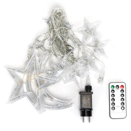 Aigostar - Zewnętrzny łańcuch świetlny LED 120 diod/6W/230V/8 funkcji 3×0,6 m IP44 ciepła biel + pilot zdalnego sterowania
