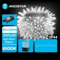 Aigostar - Zewnętrzny łańcuch świąteczny LED 200 diod/8 funkcji 23m IP44 zimna biel