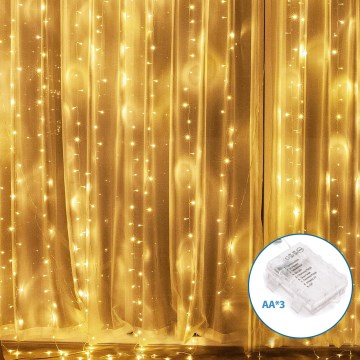 Aigostar - Zewnętrzny łańcuch świąteczny LED 200xLED/8 funkcji 3xAA 5x2m IP44 ciepła biel