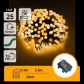 Aigostar - Zewnętrzny łańcuch świąteczny LED, 25 diod/8 funkcji, zasilanie 3xAA, 2,8 m, IP44, ciepłe białe światło