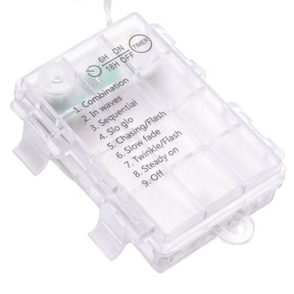 Aigostar - Zewnętrzny łańcuch świąteczny LED, 50 diod LED / 8 funkcji, zasilanie 3×AA, 5,3 m, IP44, wielokolorowy