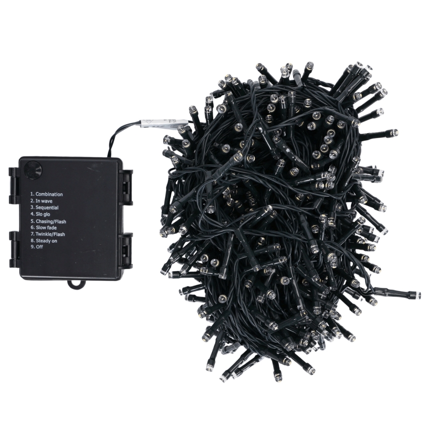 Aigostar - Zewnętrzny łańcuch świąteczny LED 500 diod LED/8 funkcji 4xAA 25,3 m IP44 ciepła biel