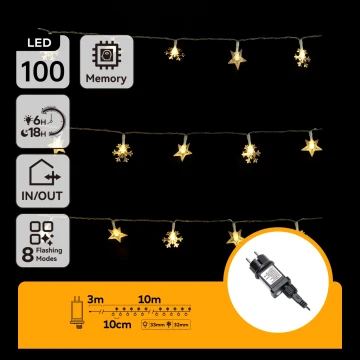 Aigostar - zewnętrzny łańcuch świetlny LED 100 diod, 8 trybów, 13 m, IP44, ciepła biel