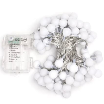 Aigostar - Zewnętrzny łańcuch świetlny LED 100xLED/3xAA/8 funkcji 10,3 m IP44 zimne białe światło