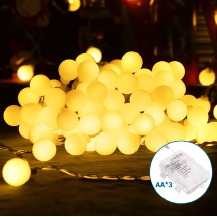 Aigostar - LED zewnętrzny łańcuch świąteczny 100xLED/3xAA/8 funkcji 10,3 m IP44 ciepła biała