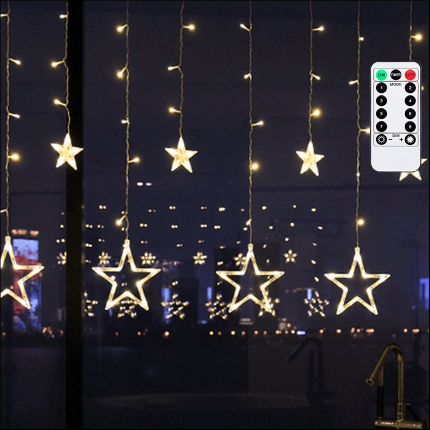 Aigostar - Zewnętrzny łańcuch świetlny LED, 120 diod LED, 8 funkcji, 3x0,6 m, IP44, ciepła biel + zdalne sterowanie