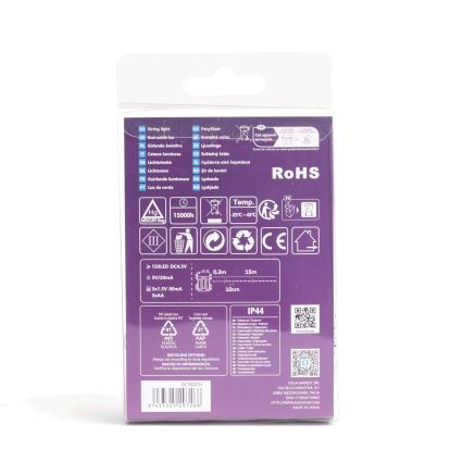 Aigostar - Girlanda świetlna LED zewnętrzna 150xLED/8 trybów/3xAA 15,3m IP44 zimna biel