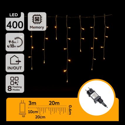 Aigostar - Zewnętrzny łańcuch świetlny LED 400 diod/8 funkcji 23x0,6m IP44 ciepła biała