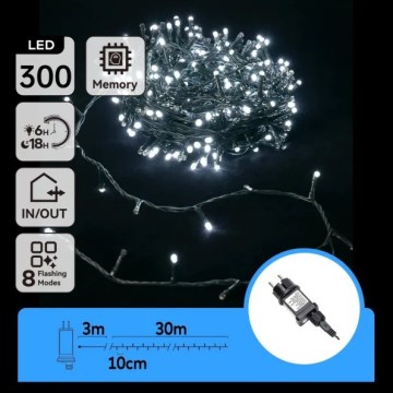 Aigostar – Zewnętrzny łańcuch świetlny LED na Boże Narodzenie, 300 diod LED, 8 trybów, 30 m, IP44, zimna biel