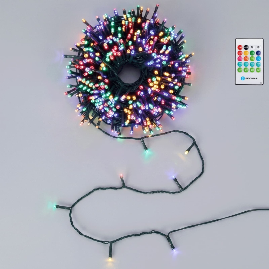 Aigostar - LED ściemnialny zewnętrzny świąteczny łańcuch świetlny z czujnikiem ruchu 100xLED/3xAA 12m wielokolorowy + zdalne sterowanie